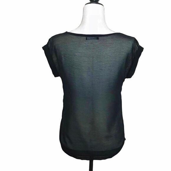 Caramelo Sequined Blouse Black & Gold Animal Print Short Sleeve Top - Picture 3 of 5